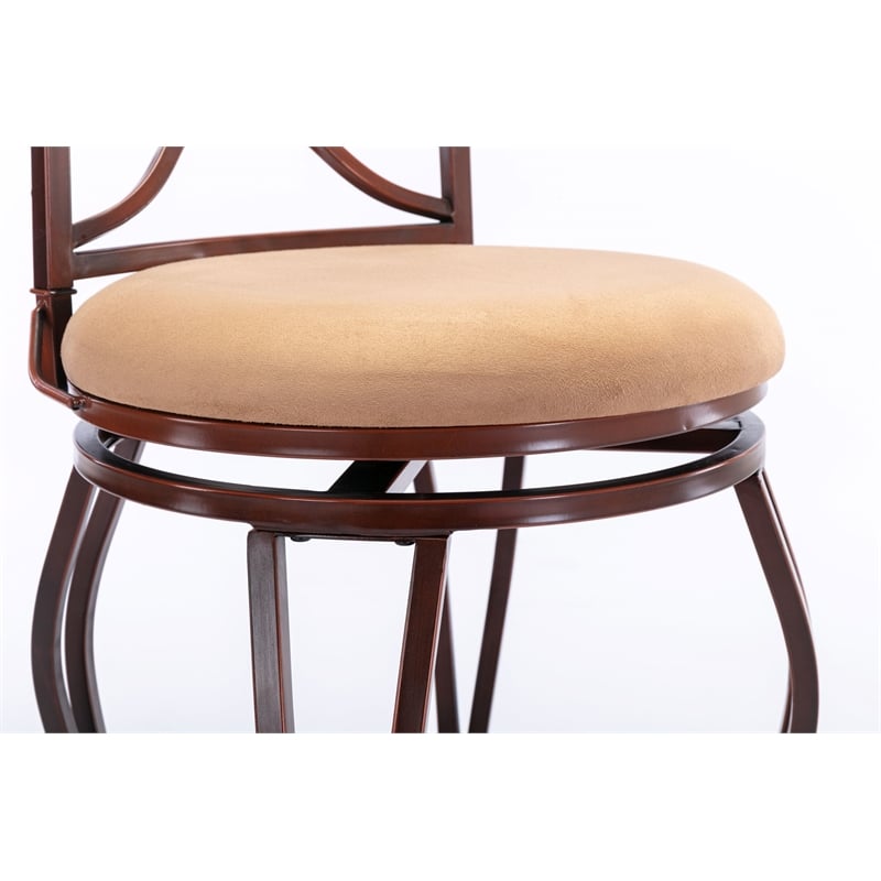 Pemberly Row Metal Swivel Bar Stool with Slate Mosaic in Brown/Beige