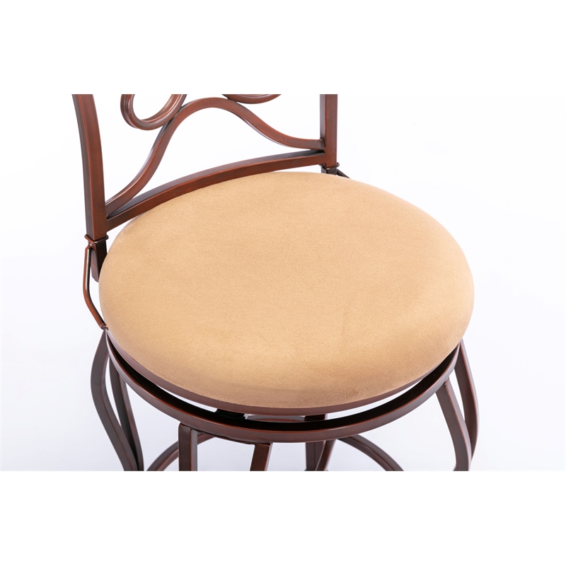 Pemberly Row Metal Swivel Bar Stool with Slate Mosaic in Brown/Beige