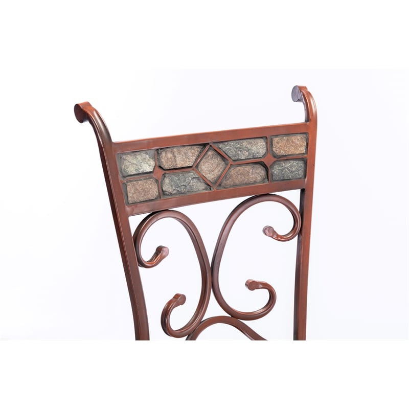 Pemberly Row Metal Swivel Bar Stool with Slate Mosaic in Brown/Beige