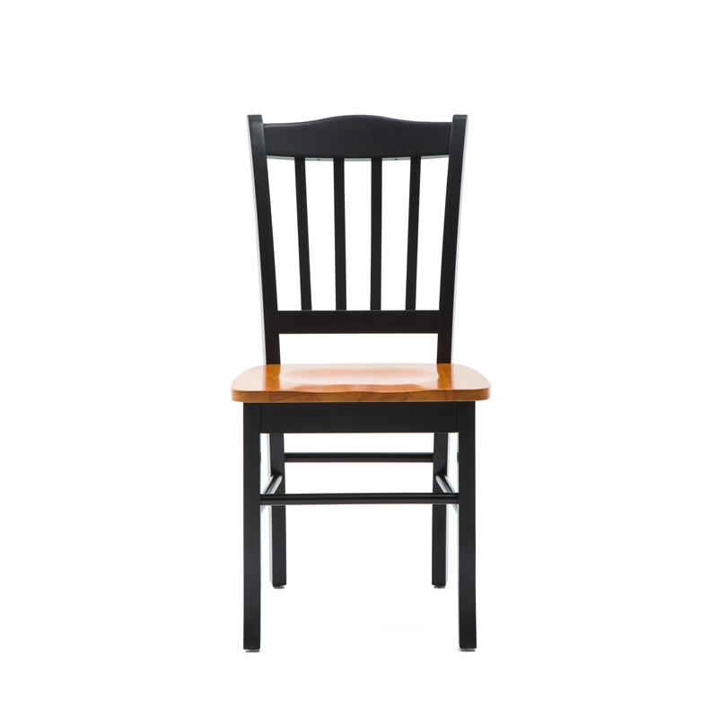 Pemberly Row Rubberwood Contoured Dining Chair (Set of 2) in Black and Oak