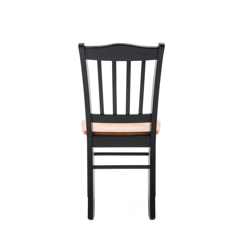 Pemberly Row Rubberwood Contoured Dining Chair (Set of 2) in Black and Oak