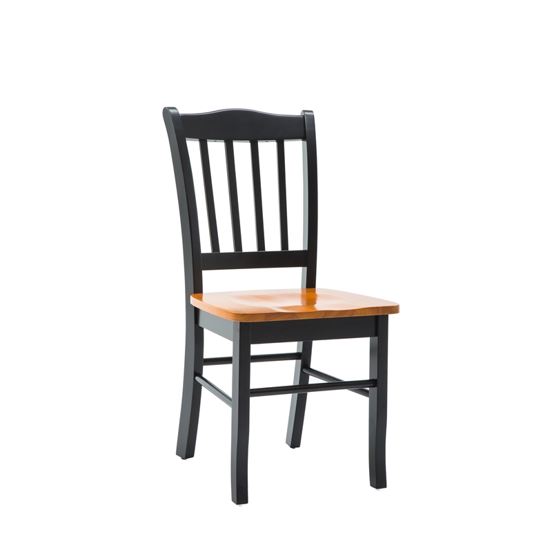 Pemberly Row Rubberwood Contoured Dining Chair (Set of 2) in Black and Oak
