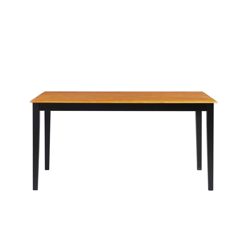 Pemberly Row Rectangular Hardwood Dining Table for 6 Guests in Black/Oak