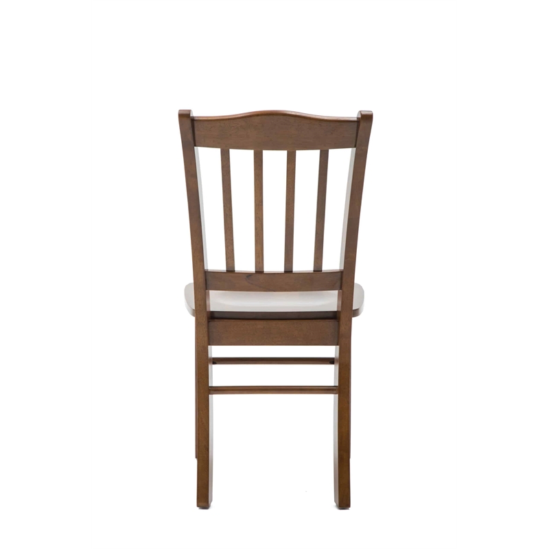 Pemberly Row Rubberwood Slat Back Contoured Dining Chair (Set of 2) in Walnut