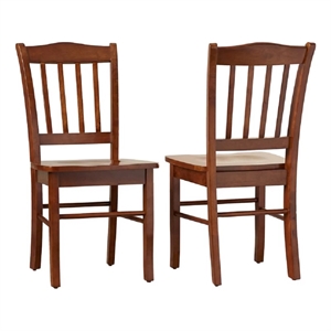 Pemberly Row Rubberwood Contoured Farmhouse Dining Chair (Set of 2) in Walnut