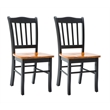 Pemberly Row Rubberwood Contoured Dining Chair (Set of 2) in Black and Oak