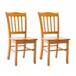 Pemberly Row Rubberwood Contoured Slat Back Dining Chair (Set of 2) in Oak