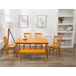 Pemberly Row Rubberwood Contoured Slat Back Dining Chair (Set of 2) in Oak