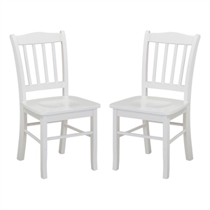 Pemberly Row Rubberwood Slat Back Contoured Dining Chair (Set of 2) in Cream