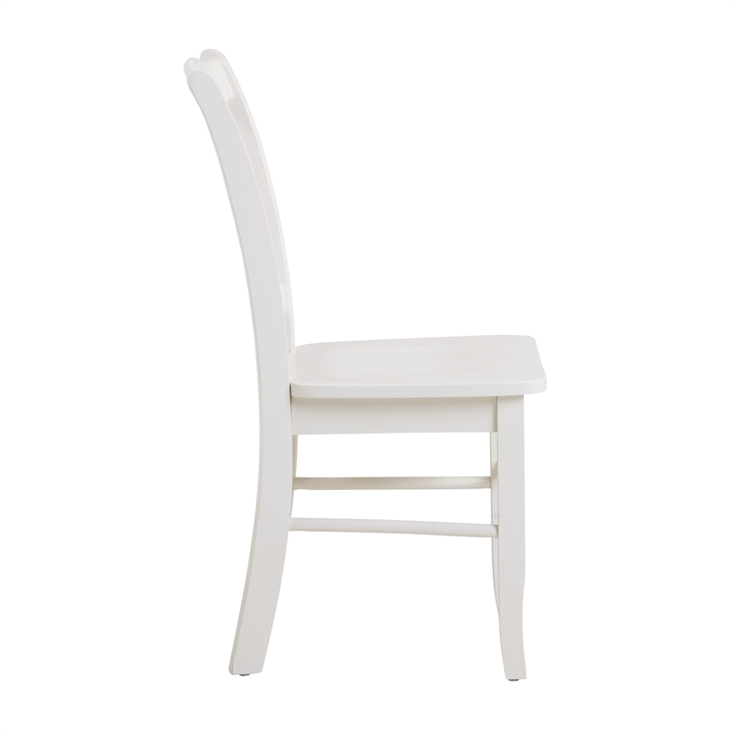 Pemberly Row Rubberwood Slat Back Contoured Dining Chair (Set of 2) in Cream