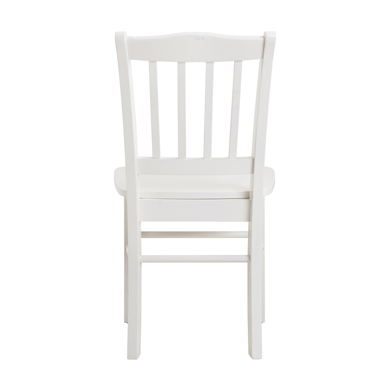 Pemberly Row Rubberwood Slat Back Contoured Dining Chair (Set of 2) in Cream