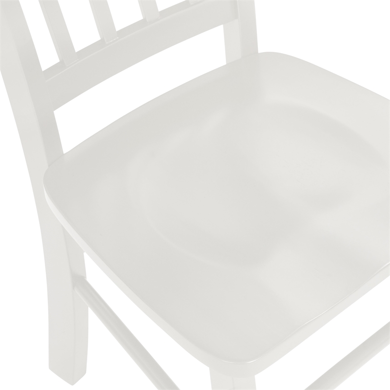 Pemberly Row Rubberwood Slat Back Contoured Dining Chair (Set of 2) in Cream