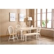 Pemberly Row Rubberwood Farmhouse Dining Table Seats 6 in White and Natural