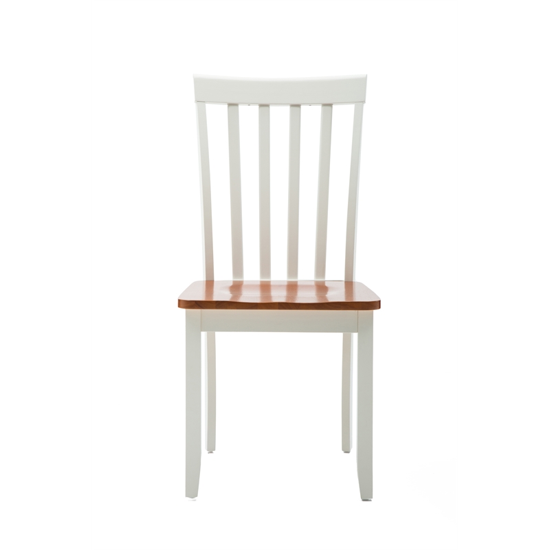 Pemberly Row Hardwood Contoured Dining Chair (Set of 2) in Cream Honey Oak