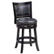 Pemberly Row Hardwood Swivel Counter Stool with Faux Leather Nailhead in Black