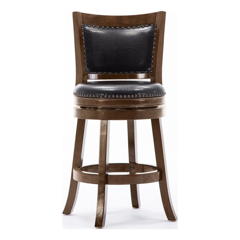 Pemberly Row Hardwood Counter Height Swivel Stool Faux Leather in Cappuccino