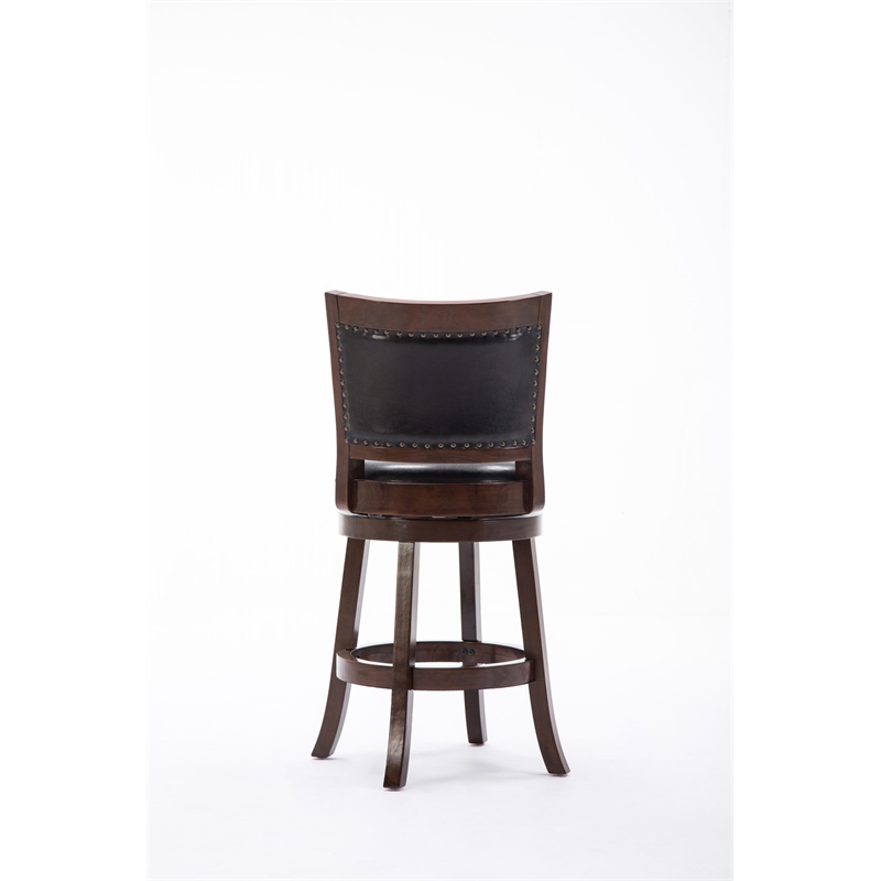 Pemberly Row Hardwood Counter Swivel Stool with Brass Nailhead in Cappuccino