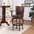 Pemberly Row Hardwood Bar Height Swivel Stool with Brown Faux Leather in Cherry