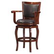 Pemberly Row Hardwood Bar Height Swivel Stool with Brown Faux Leather in Cherry