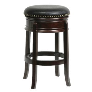 Pemberly Row Hardwood Bar Height Swivel Stool Foam Cushion in Cappuccino