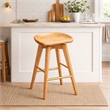 Pemberly Row Hardwood Backless Counter Swivel Stool Contoured Seat in Natural