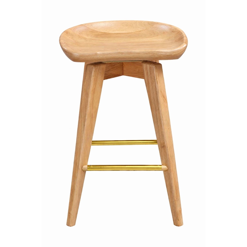 Pemberly Row Hardwood Backless Counter Swivel Stool Contoured Seat in Natural