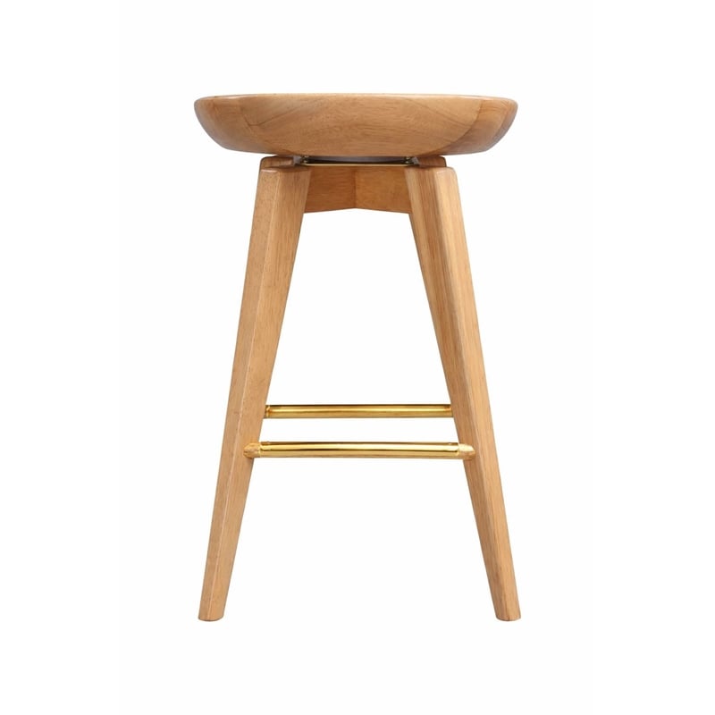 Pemberly Row Hardwood Backless Counter Swivel Stool Contoured Seat in Natural
