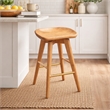 Pemberly Row Hardwood Backless Counter Swivel Stool Contoured Seat in Natural