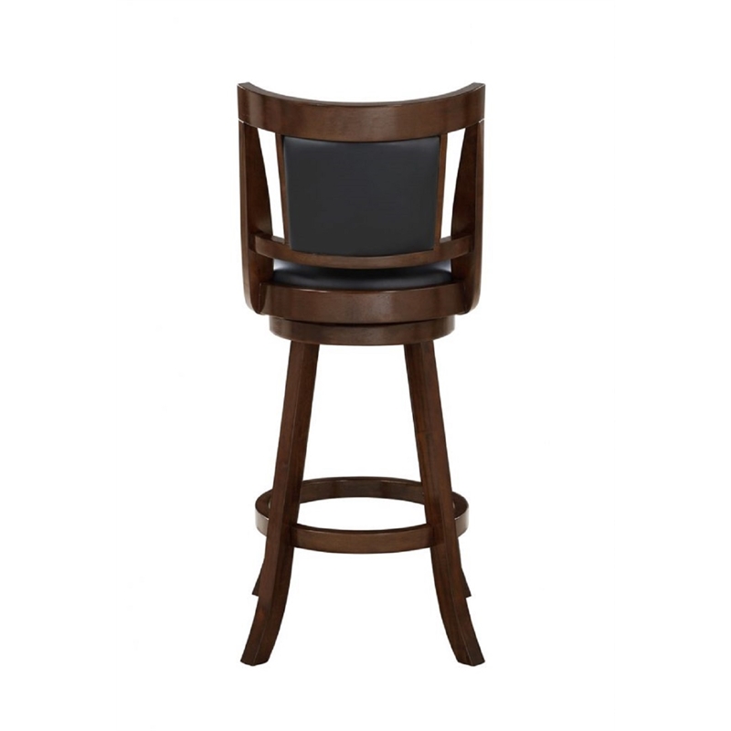 Pemberly Row Rubberwood Padded Swivel Counter Stool with Footrest in Cappuccino