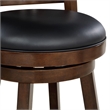Pemberly Row Rubberwood Padded Swivel Counter Stool with Footrest in Cappuccino