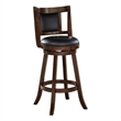 Pemberly Row Rubberwood Padded Swivel Counter Stool with Footrest in Cappuccino