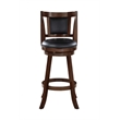 Pemberly Row Rubberwood Padded Swivel Counter Stool with Footrest in Cappuccino