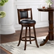 Pemberly Row Rubberwood Padded Swivel Counter Stool with Footrest in Cappuccino