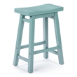 Pemberly Row Acacia Wood Backless Saddle Counter Stool in Aspen Valley
