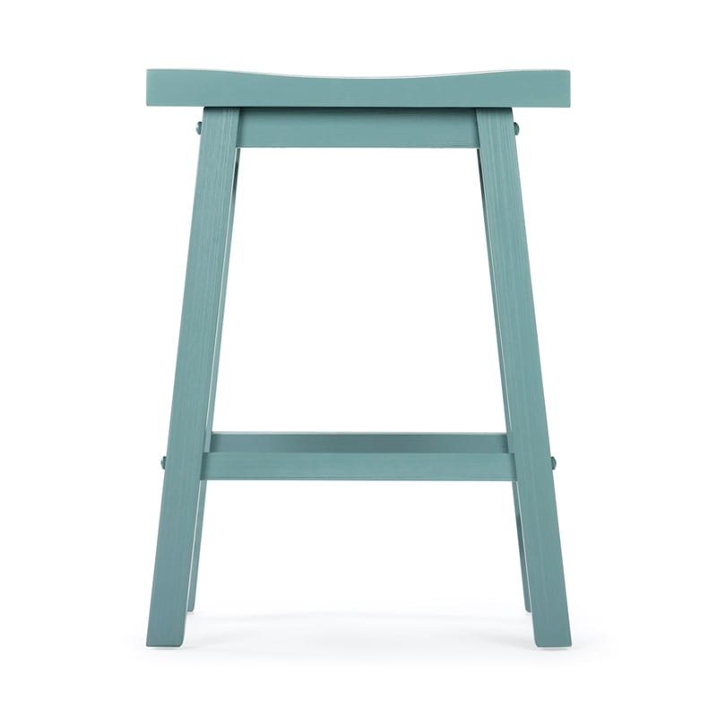 Pemberly Row Acacia Wood Backless Saddle Counter Stool in Aspen Valley