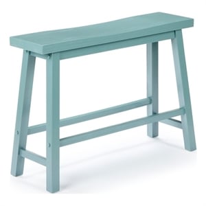 Pemberly Row Acacia Wood Backless Contoured Bench in Aspen Valley
