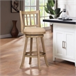 Pemberly Row Rubberwood Swivel Bar Stool in Driftwood Oatmeal