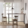 Pemberly Row Contemporary Rubberwood Swivel Bar Stool in Wheat Natural