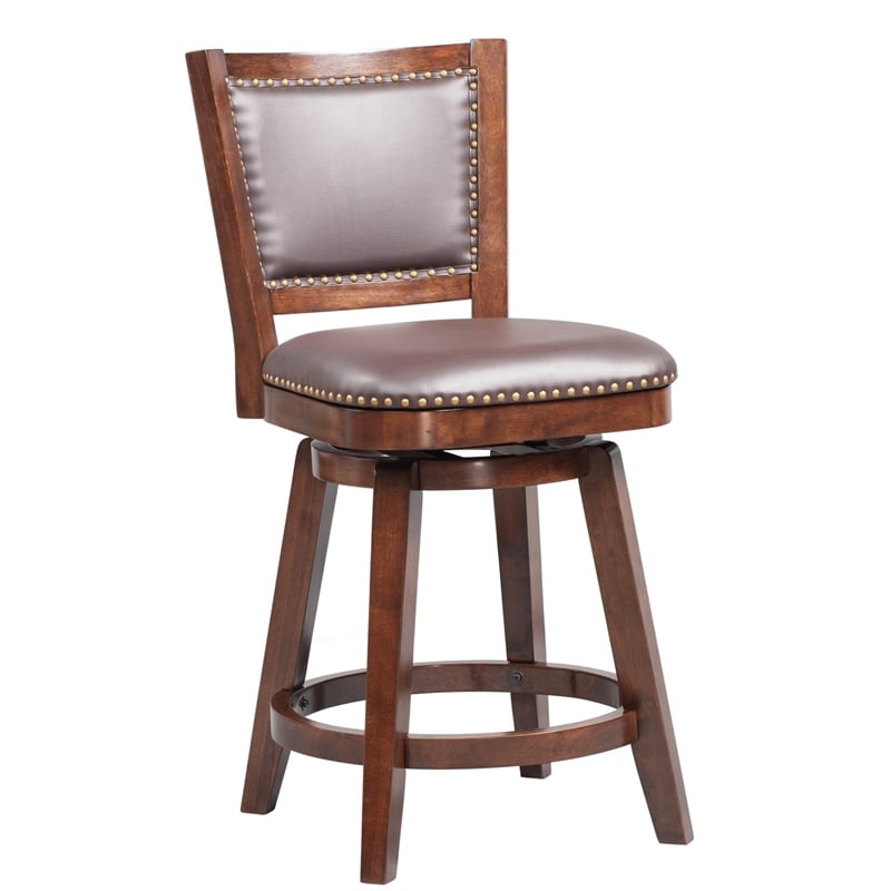 Pemberly Row Contemporary Swivel Counter Stool in Cappuccino