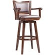 Pemberly Row Rubberwood Extra Tall Swivel Bar Stool in Cappuccino