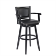 Pemberly Row Rubberwood Extra Tall Swivel Bar Stool in Black