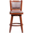 Pemberly Row Contemporary Rubberwood Swivel Bar Stool in Cherry