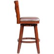 Pemberly Row Contemporary Rubberwood Swivel Bar Stool in Cherry
