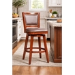 Pemberly Row Contemporary Rubberwood Swivel Bar Stool in Cherry