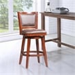 Pemberly Row Contemporary Rubberwood Swivel Bar Stool in Cherry