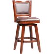Pemberly Row Contemporary Rubberwood Swivel Bar Stool in Cherry