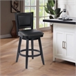 Pemberly Row Contemporary Rubberwood Swivel Bar Stool in Black