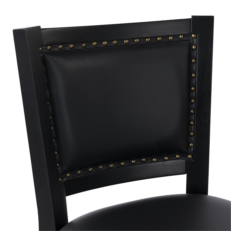 Pemberly Row Contemporary Rubberwood Swivel Bar Stool in Black