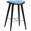 Pemberly Row Rubberwood Bar Stool in Cappuccino with Blue Seat