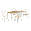 Pemberly Row Windsor Farmhouse 5 Piece Dining Set in Cream and Natural